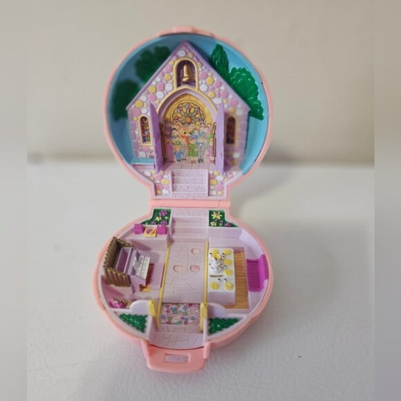 Vintage Polly Pocket Bluebird 1989 Bridesmaid Nancy's Wedding Compact Pink - Picture 2 of 8